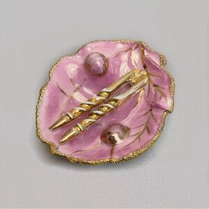 Vintage Porcelain Pink Gold Seashell Trinket Dish Jewelry Holder Made In Germany